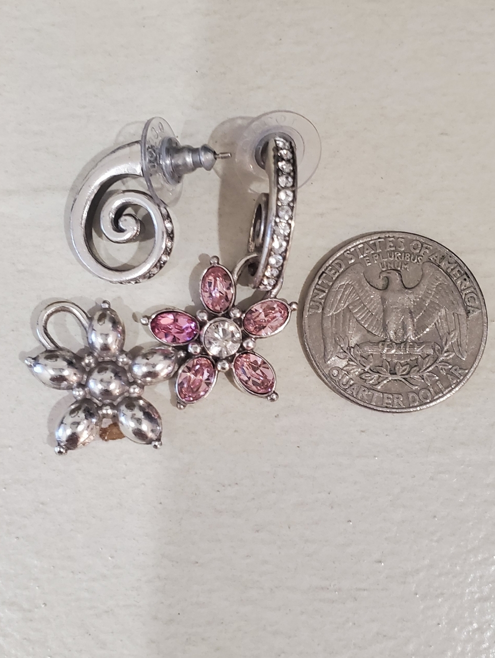 💥SALE💥Brighton Pink Swarovski Crystal Flower Drop Earrings - Picture 5 of 6